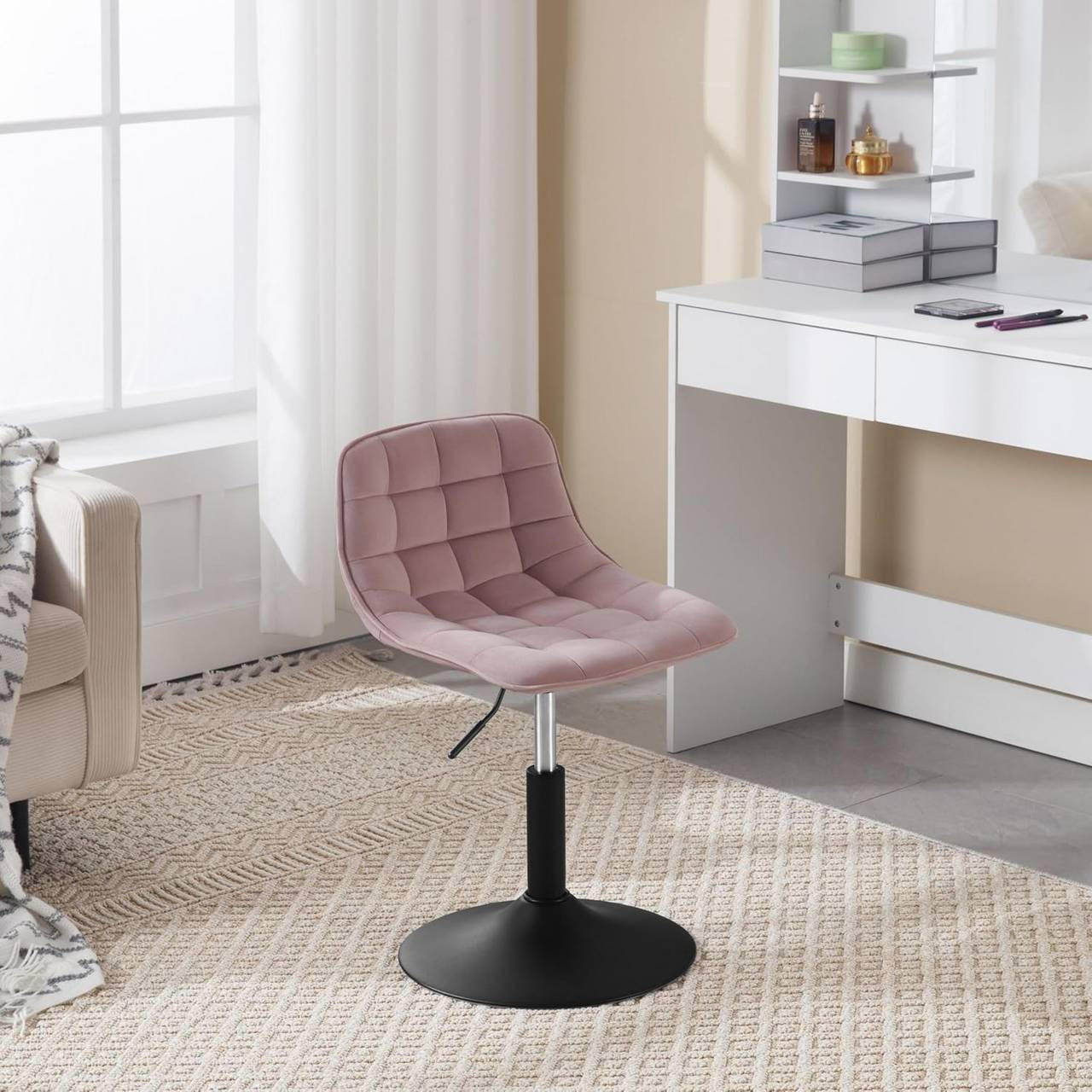BARHOCKER 2er Set,Mehrzweck, Samt, Rosa - Schwarz/Rosa, Textil/Metall (42.5/60/45cm) - Woltu