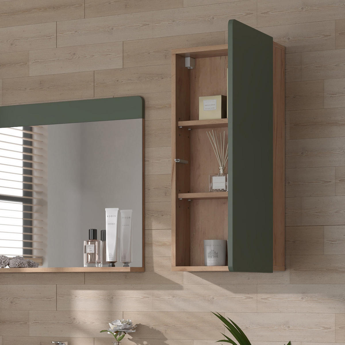 HÄNGESCHRANK Izan Goldkraft Eiche/Grün - Honigeiche/Grün, Holzwerkstoff (36.6/76.6/15.6cm) - Vicco