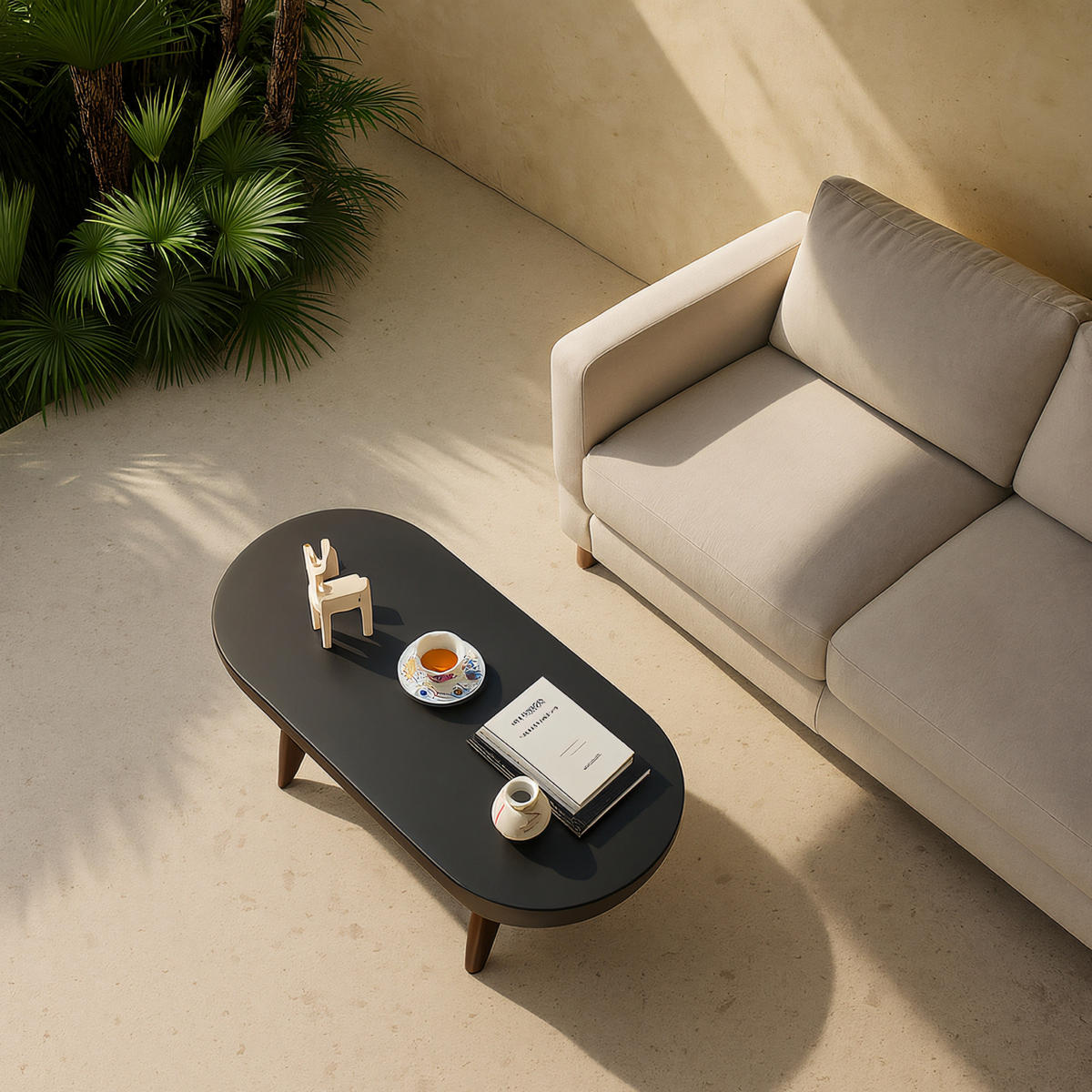 COUCHTISCH Rund Schwarz 50 X 110 X 43 cm - Schwarz, Metall (110/50/43cm) - Nordlys