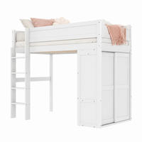 HOCHBETT mit Kleiderschrank und Staufach 90x200 cm Kiefer/MDF Weiß - Weiß, Holz (90/200cm) - Meubliv