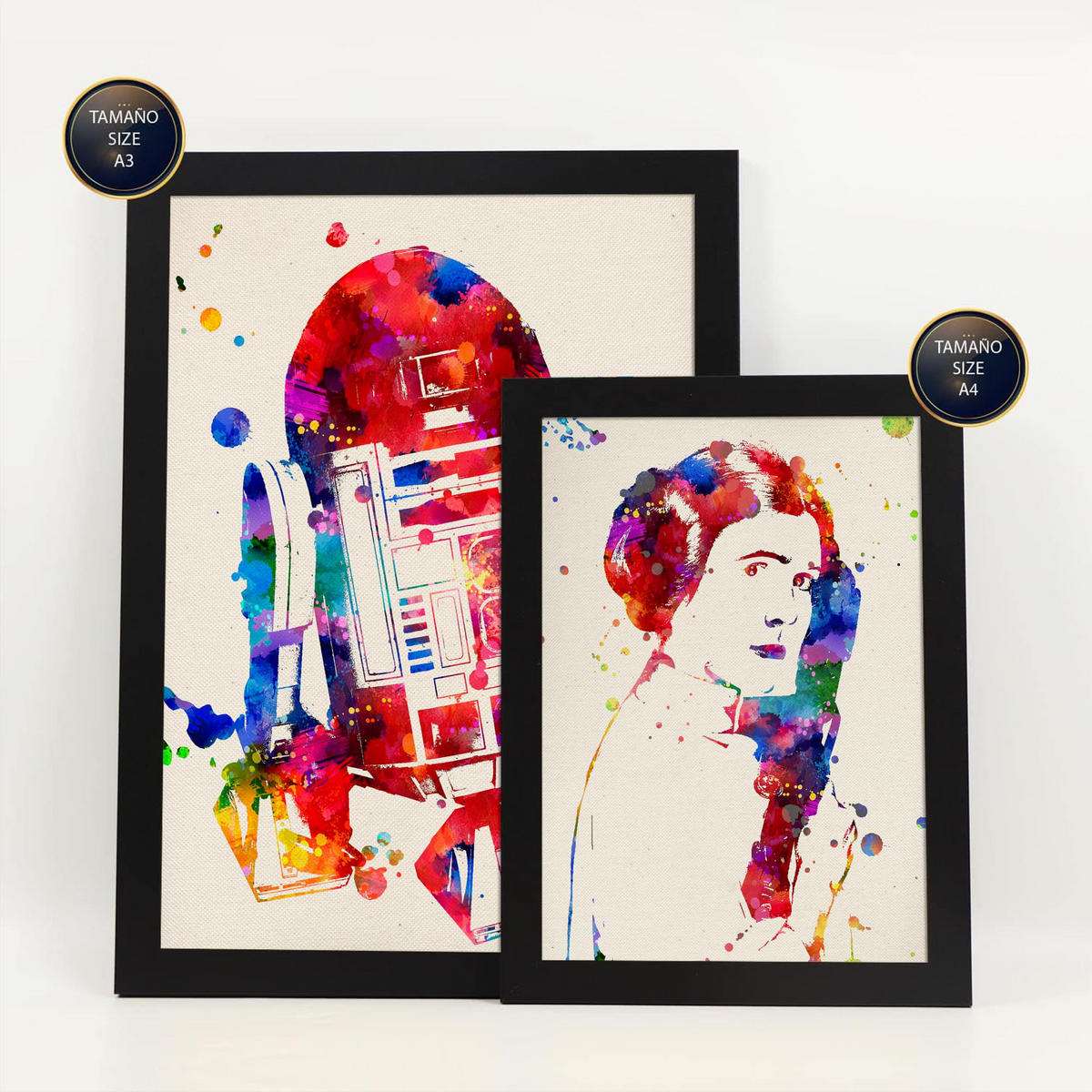 POSTER Set Mit 6 Star Wars Größe A3 & A4 Schwarzer Rahmen - Schwarz, Papier (29.7/1cm) - Nacnic