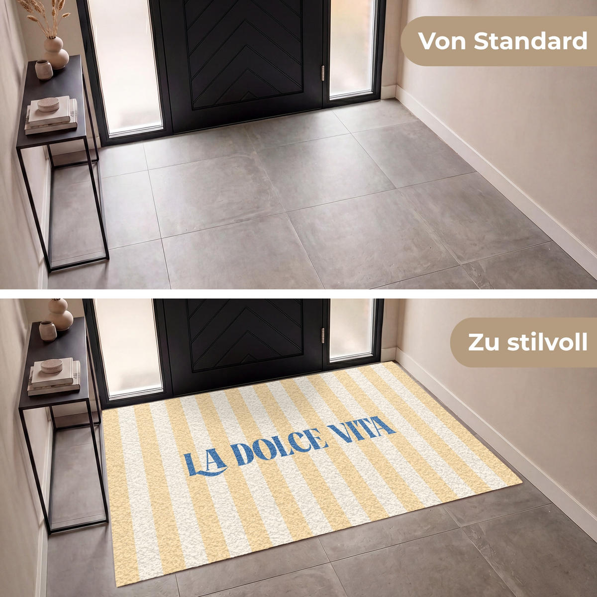 FUSSMATTE Blau – Gelb – Streifen – La Dolce Vita 180x120 cm - Hellgelb, Kunststoff (180/0.4cm) - MuchoWow