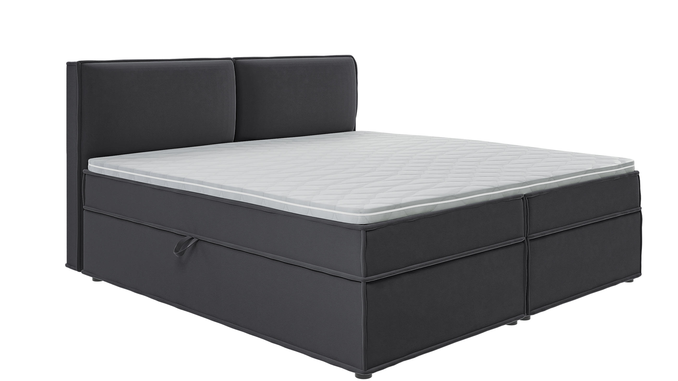 BOXBETT Eclipse 200/200 cm Graphit Luxusmicrofaser - Graphitfarben/Schwarz, Holz/Kunststoff (200/200cm) - S-Style Möbel