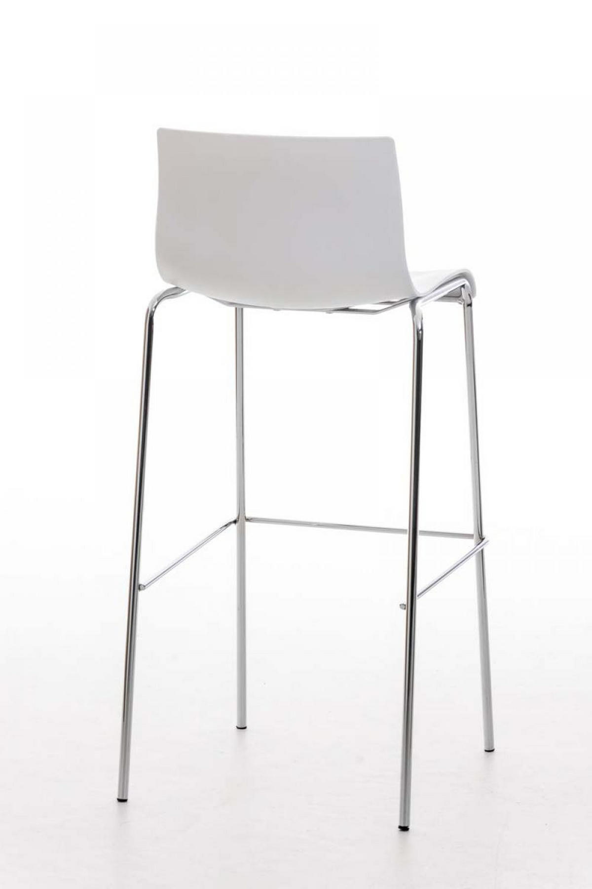 BARHOCKER Kunststoff Weiß - Chromfarben/Weiß, Kunststoff/Metall (43/100/48cm) - CLP