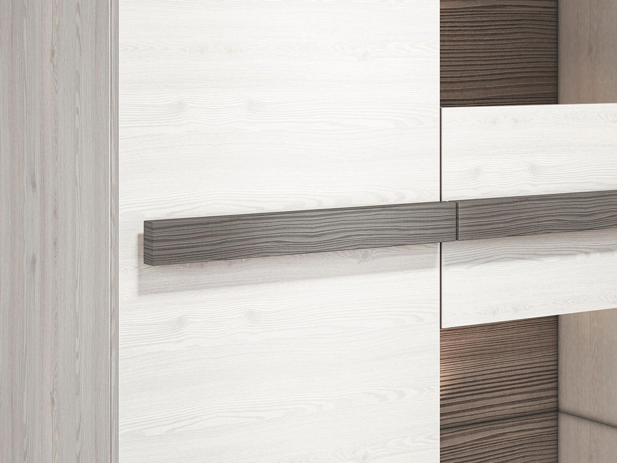 VITRINE – 92 cm – Blanco – Grau / Kieferfarben - Grau/Kieferfarben, Holzwerkstoff (92/140/42cm) - hi-markt