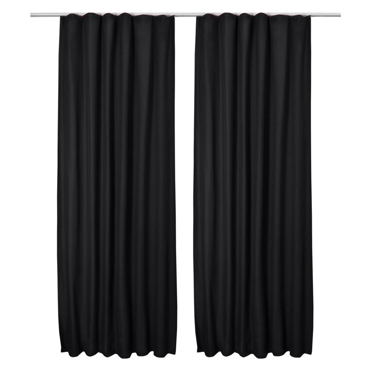 VORHANG Amelie TK mit Kräuselband 140x245cm Schwarz (2tlg) - Schwarz, Textil (140/245/1cm) - Beautissu 