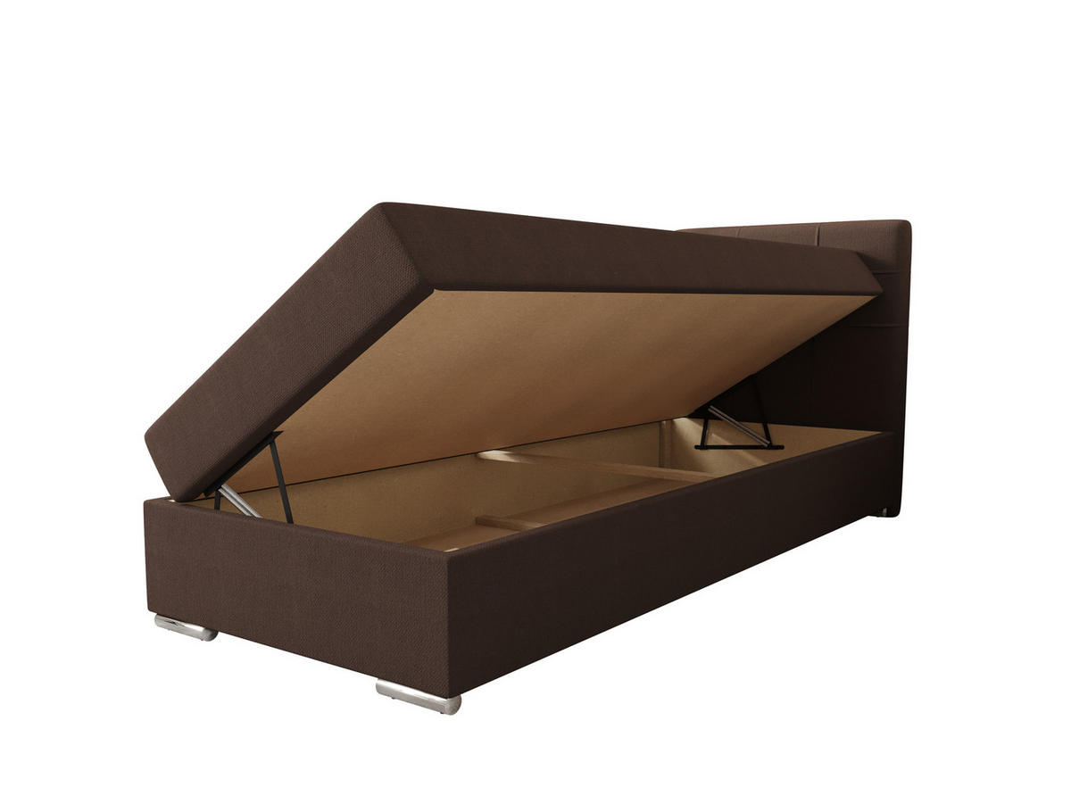 BOXBETT ZILANO 1 mit Matratze H3 und Topper 90x200 Cosmic 800 - Dunkelbraun, Holz/Textil (90/200cm) - Bedante