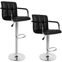 BARHOCKER 2er Set Harald,Sitzhöhe 62,5 - 82,5 cm,schwarz - Schwarz, Textil (42/114/37cm) - tectake
