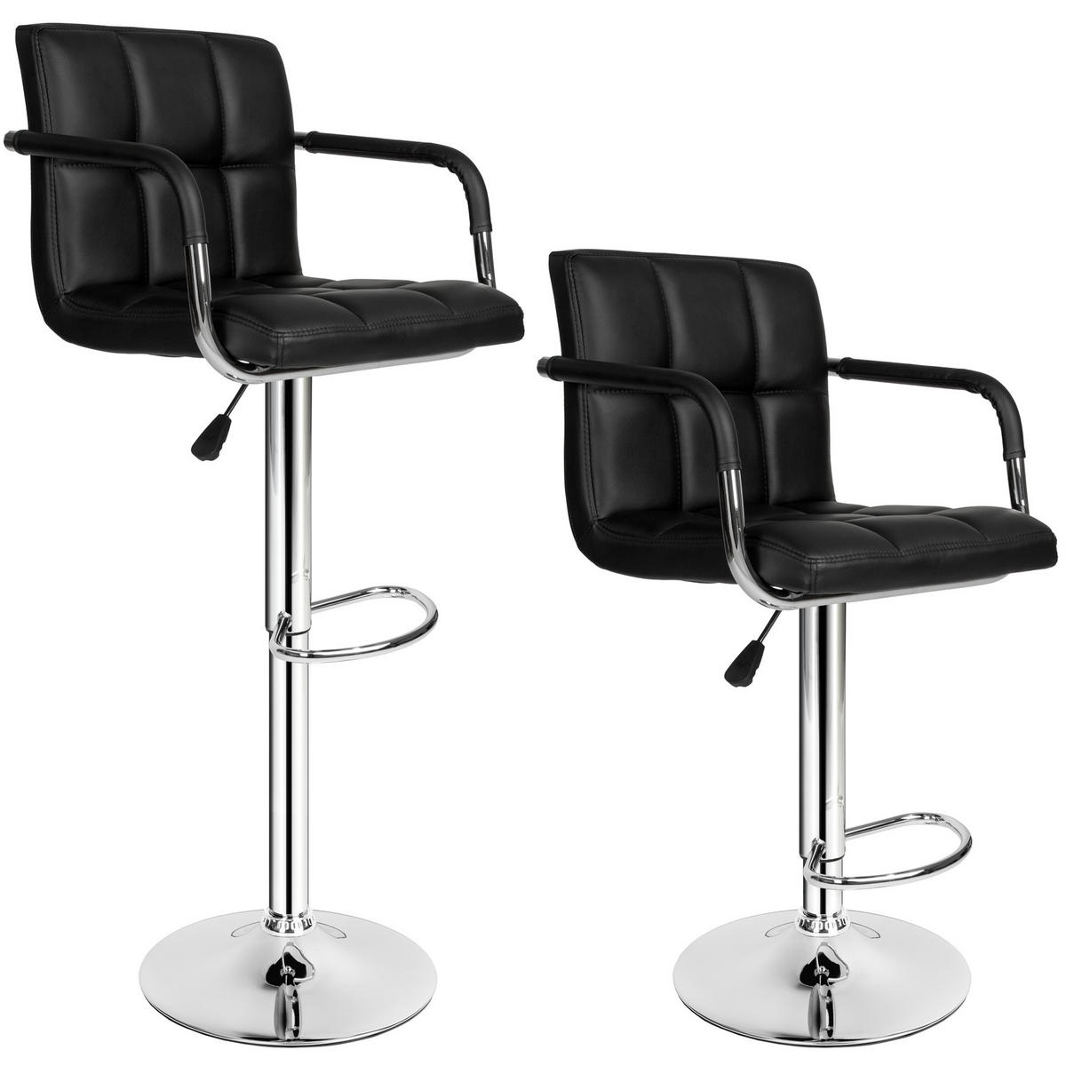 BARHOCKER 2er Set Harald,Sitzhöhe 62,5 - 82,5 cm,schwarz - Schwarz, Textil (42/114/37cm) - tectake