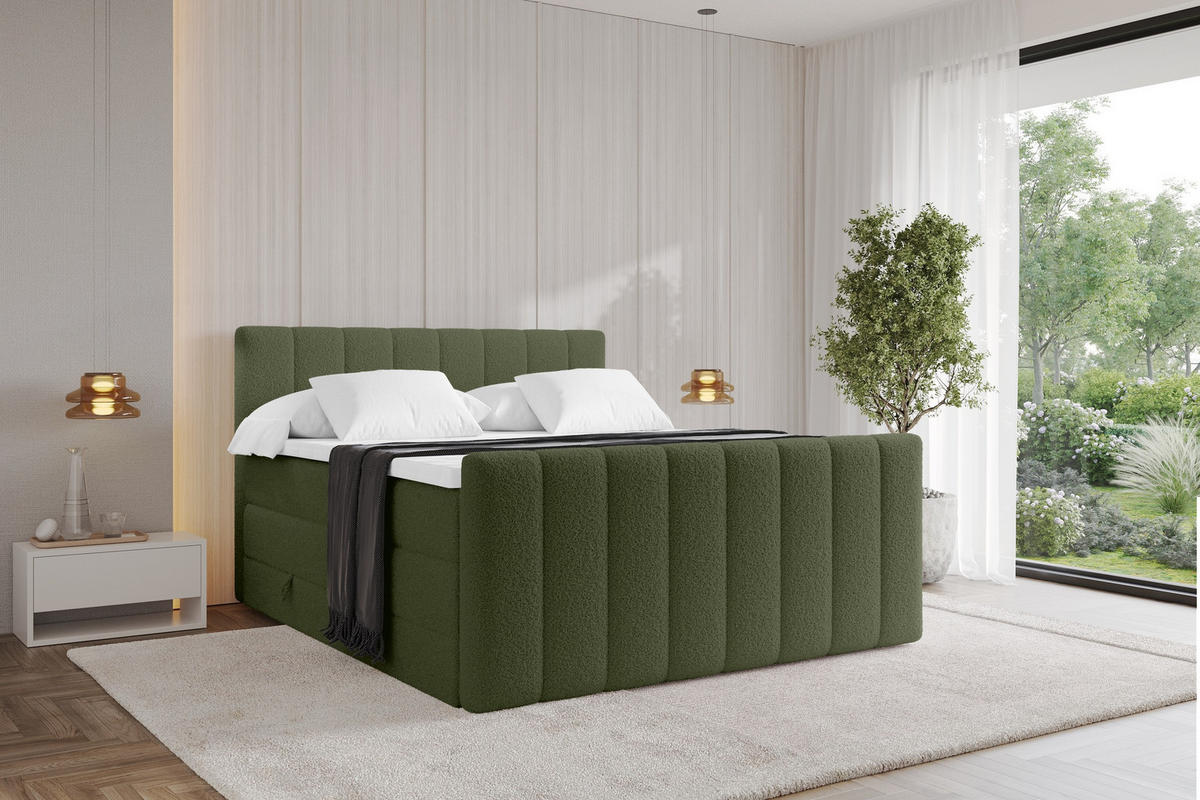 BOXSPRINGOVÁ POSTEL s matrací H3/H4 - OTTA-Z KING - 160x200 cm Zelená - zelená barva, kompozitní dřevo (160/200cm) - ALTDECOR