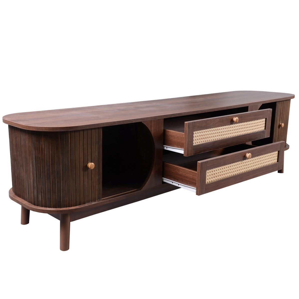 TV-SCHRANK mit Türen und Schubladen 170 cm MDF Natural - Braun, Holzwerkstoff (39.5/46/170cm) - Beauniv