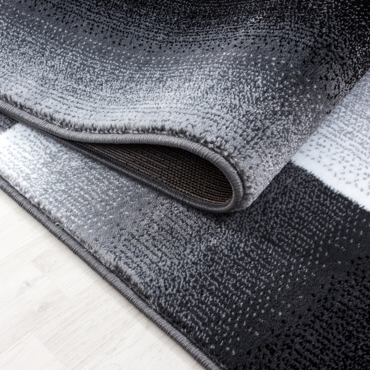 TEPPICH Kurzflor Abstrakt Karo Polypropylen saugroboter Wohnzimmer Schwarz Rechteckig 160x230 - Schwarz, Textil (160/230cm) - KADIMA DESIGN