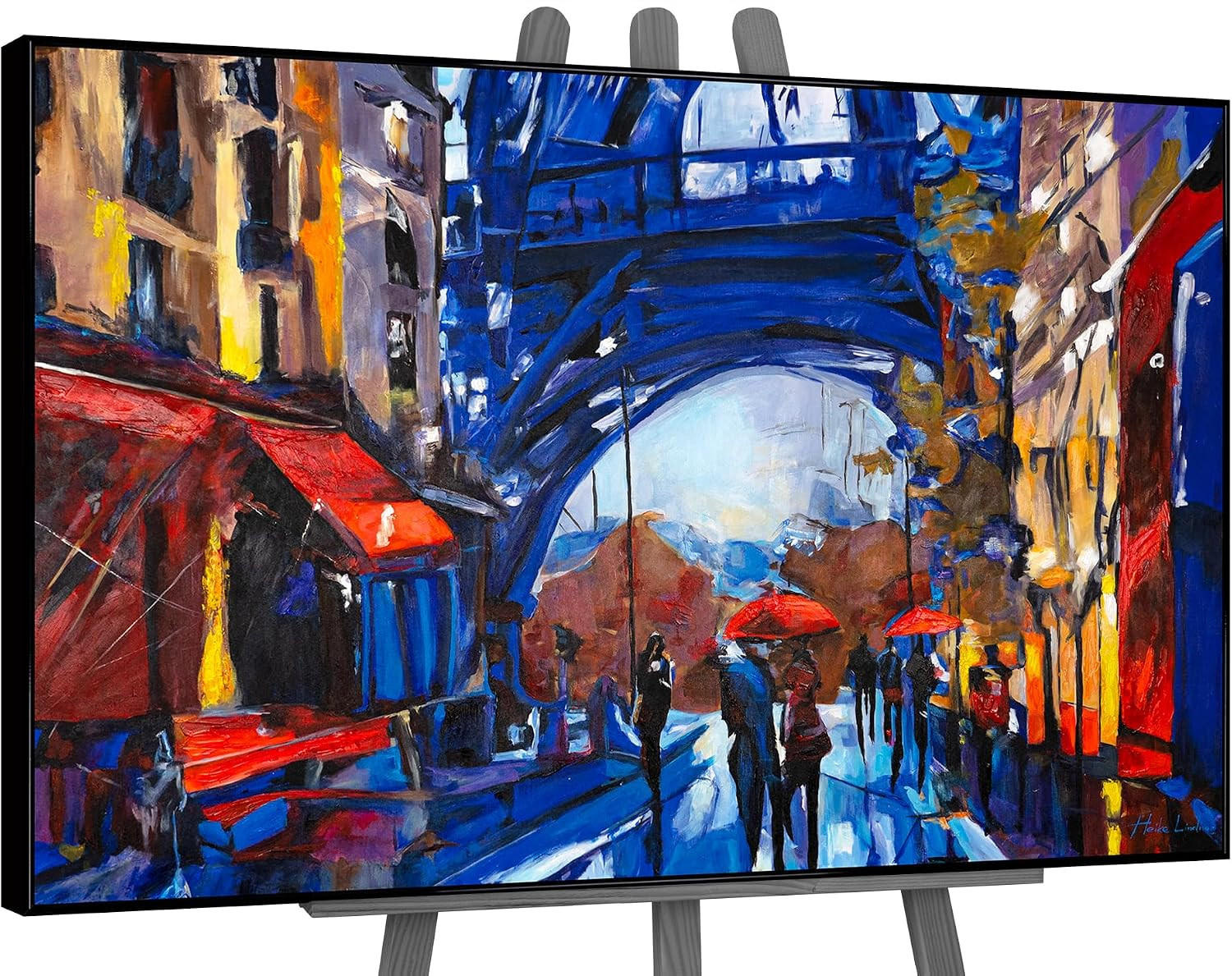 GEMÄLDE Straßen von Paris Schattenfugenrahmen Schwarz 120x80 cm - Schwarz, Holz (120/80cm) - YS-art gallery