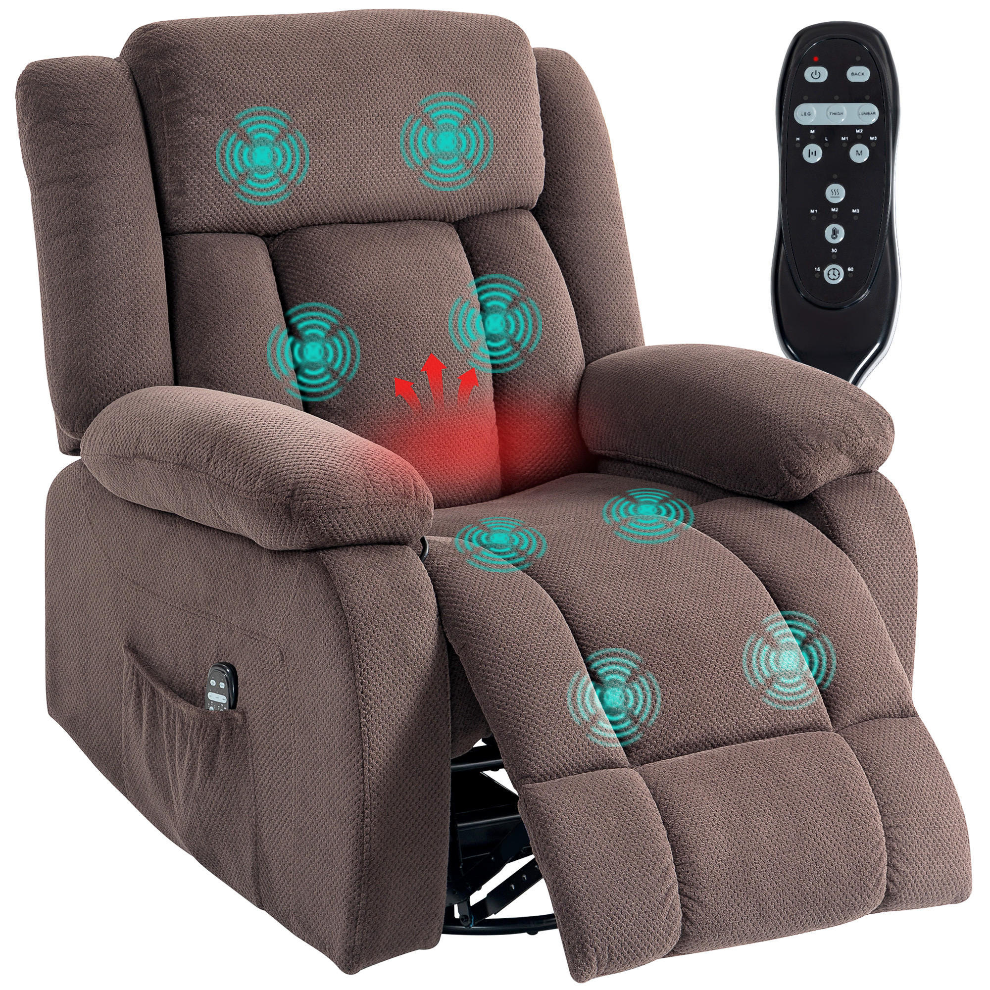 MASSAGESESSEL DE-06384 8 Vibrationspunkte, 150° neigbar Braun - Braun, Textil/Metall (92/102/92cm) - ComfortXL