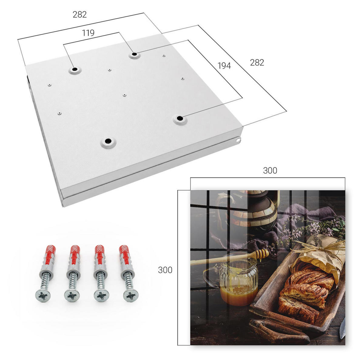 SCHLÜSSELBOX Weiß 30x30 cm – Türöffnung nach rechts - Geborgenheit im Haus - Braun, Metall (30/30/5cm) - TULUP