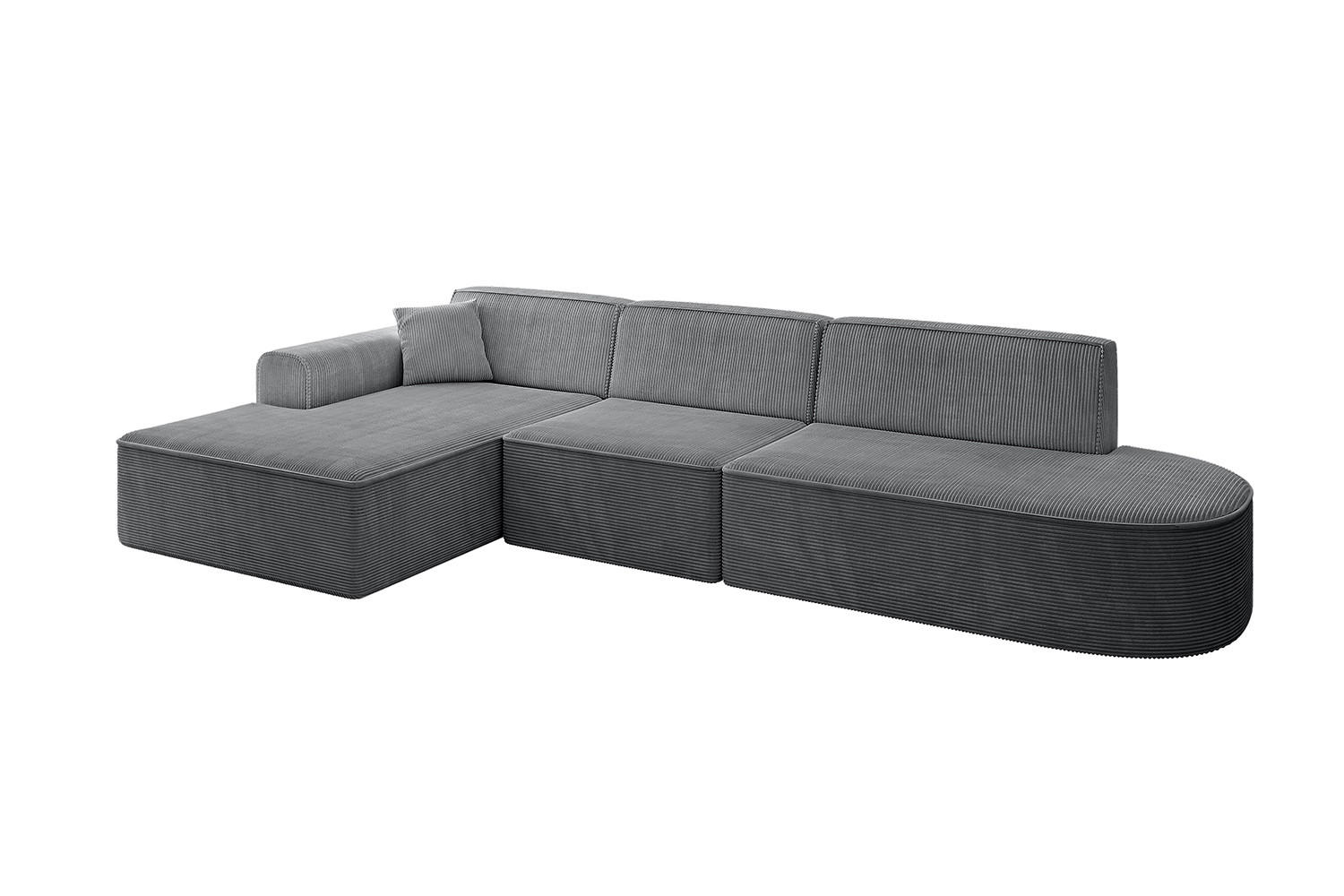 ECKSOFA Ottomane Links IREA-L2-v3 - 328x171x79 cm Duneklgrau - Dunkelgrau, Holzwerkstoff/Textil (328/171cm) - ALTDECOR