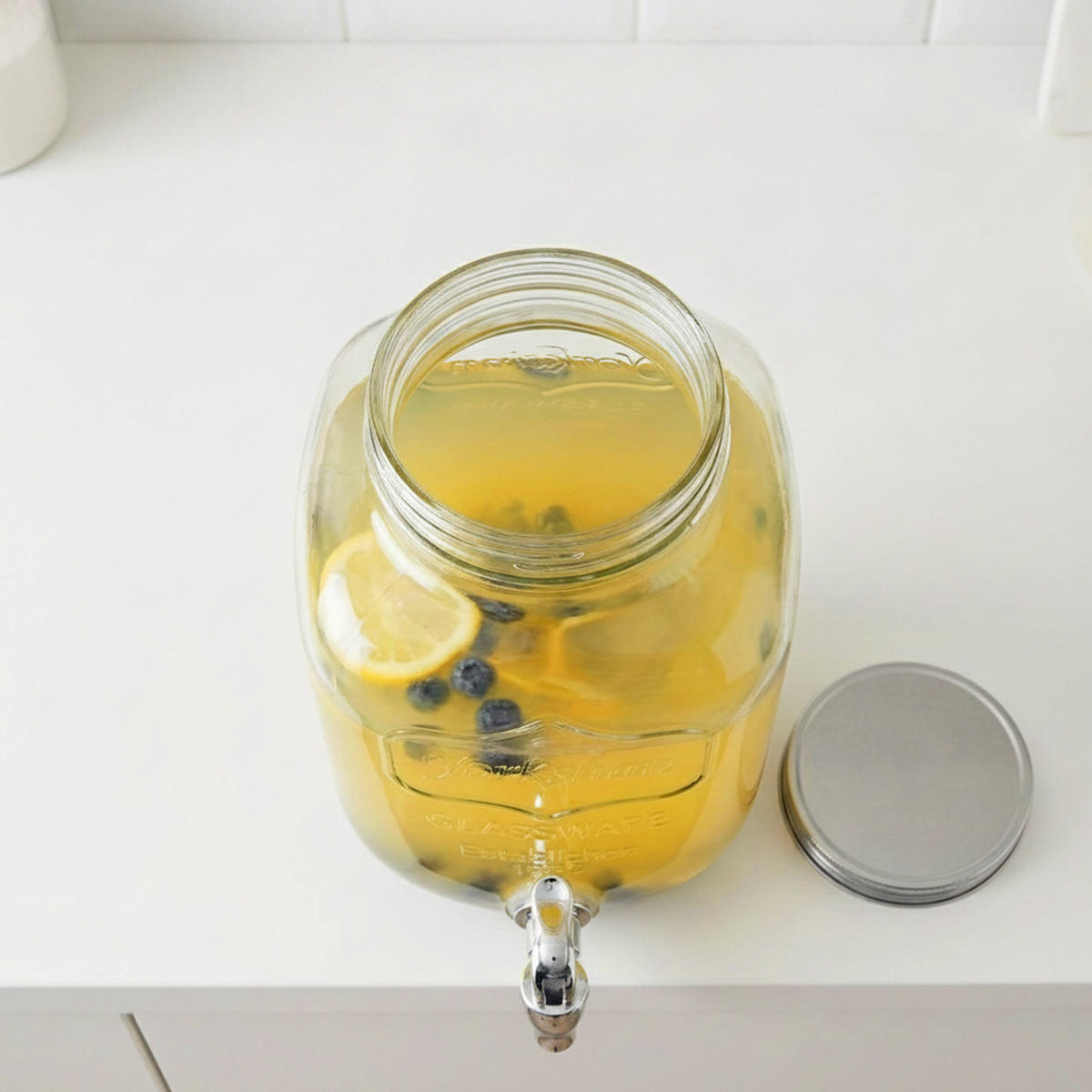 GETRÄNKESPENDER Transparent Glas mit Zapfhahn 3,5 L - Transparent, Glas/Kunststoff (3.5L) - Relaxdays