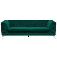 3-SITZER-SOFA Samtstoff Grün Sotra - Hellgrün, Textil (224/70/85cm) - Beliani