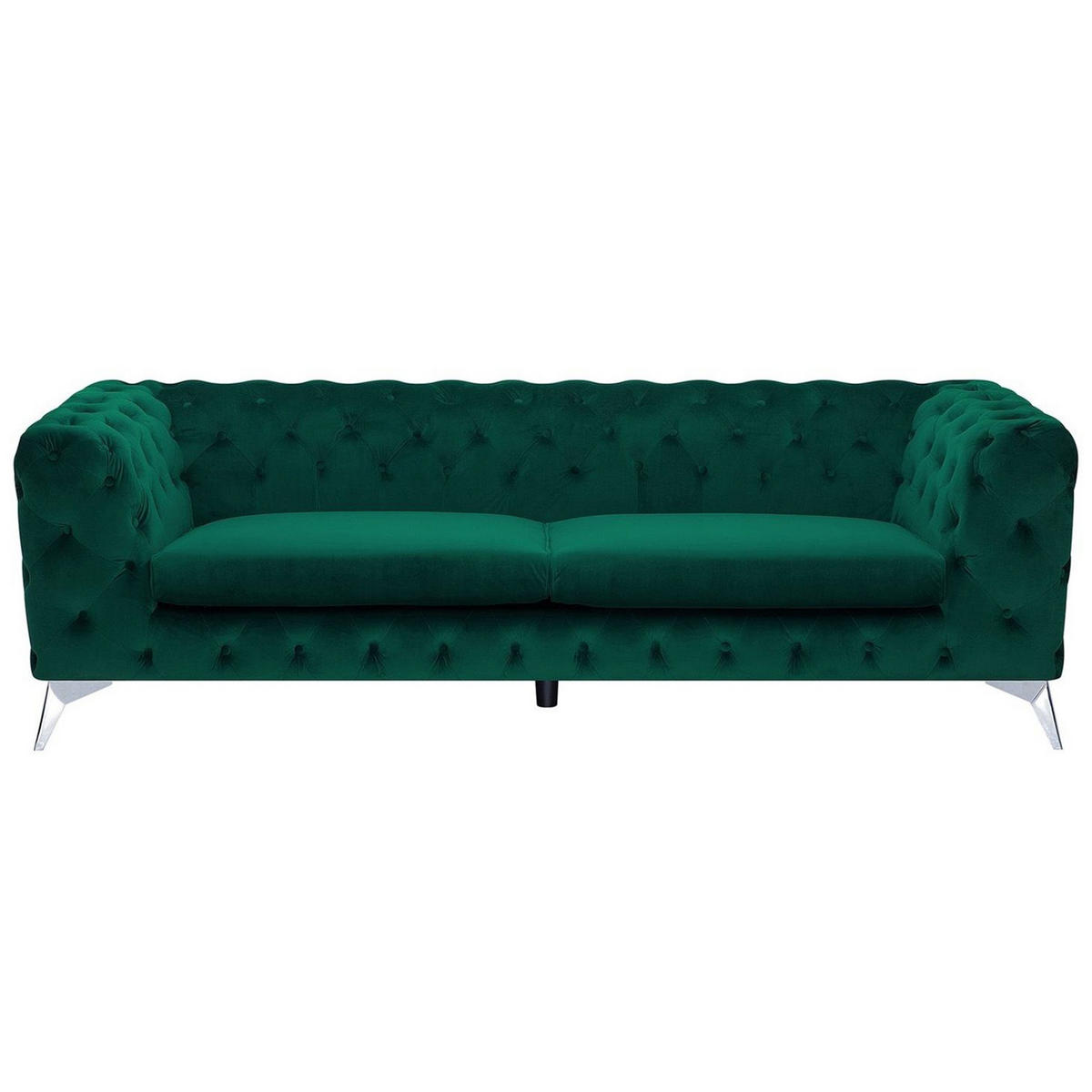 3-SITZER-SOFA Samtstoff Grün Sotra - Hellgrün, Textil (224/70/85cm) - Beliani