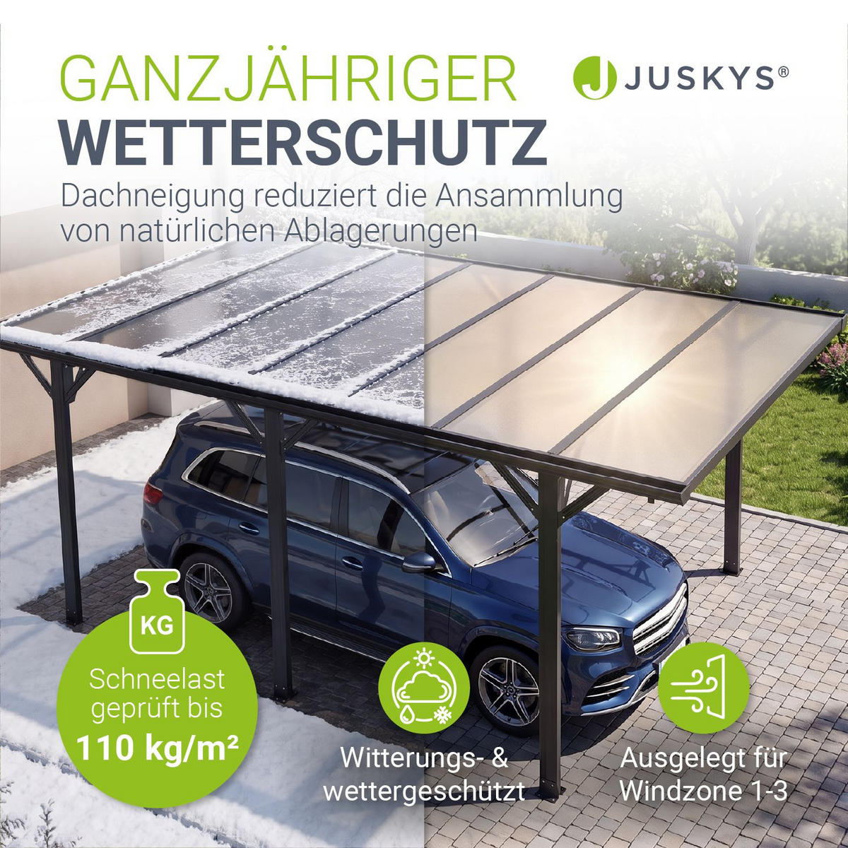 CARPORT mit Flachdach 5x3 m dunkelgrau - Dunkelgrau, Metall (305/230/503cm) - Juskys