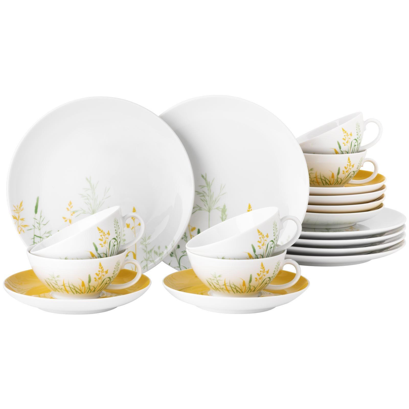 TEESERVICE Liberty Meadow Grasses gelb 18er Set - Gelb, Keramik (20.6/28.4/20.6cm) - Seltmann Weiden