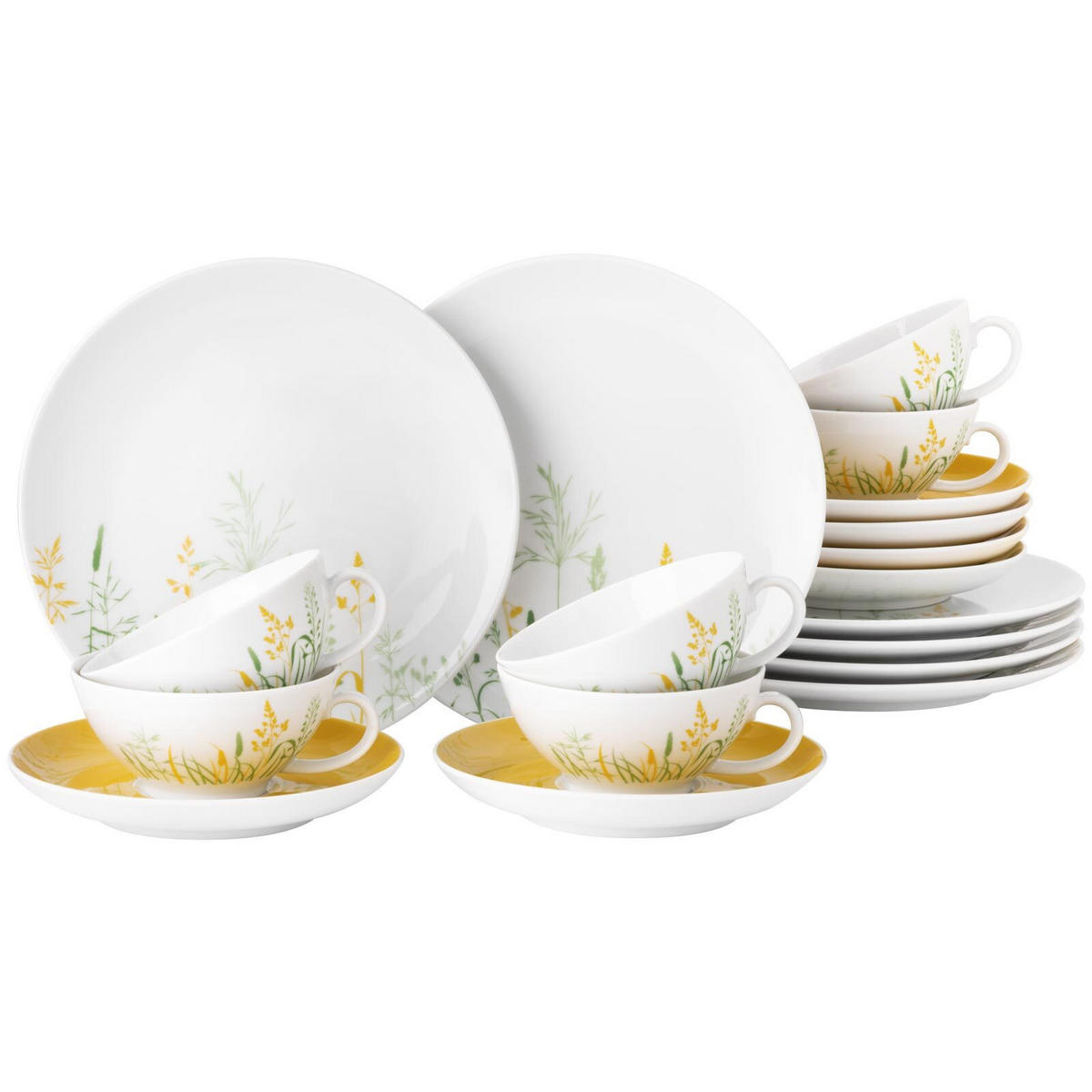 TEESERVICE Liberty Meadow Grasses gelb 18er Set - Gelb, Keramik (20.6/28.4/20.6cm) - Seltmann Weiden