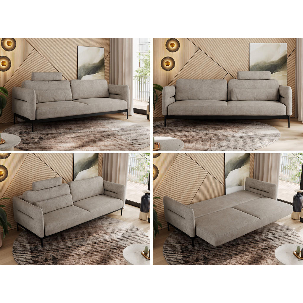 Thumbnail - MKS Sofa, Beige, Textil, 3-Sitzer, 221x82x101 cm, Oeko-Tex®, Wohnzimmer, Sofas & Couches, Sofas, 3-Sitzer Sofas