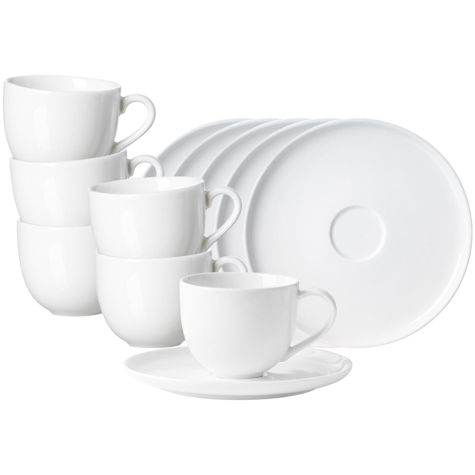 KAFFEETASSEN MIT UNTERTASSEN Skagen weiß 220 ml 6er Set - Weiß, Keramik (16/9/16cm) - Ritzenhoff Breker