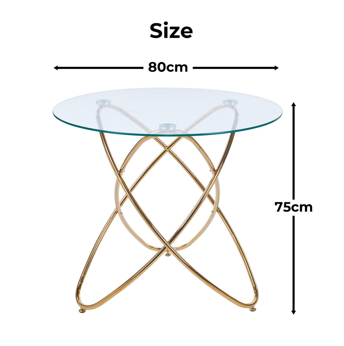 ESSTISCH 80/80/75 cm Goldfarben aus Glas und Metall - Goldfarben, Metall (80/80/75cm) - OKMYHOME