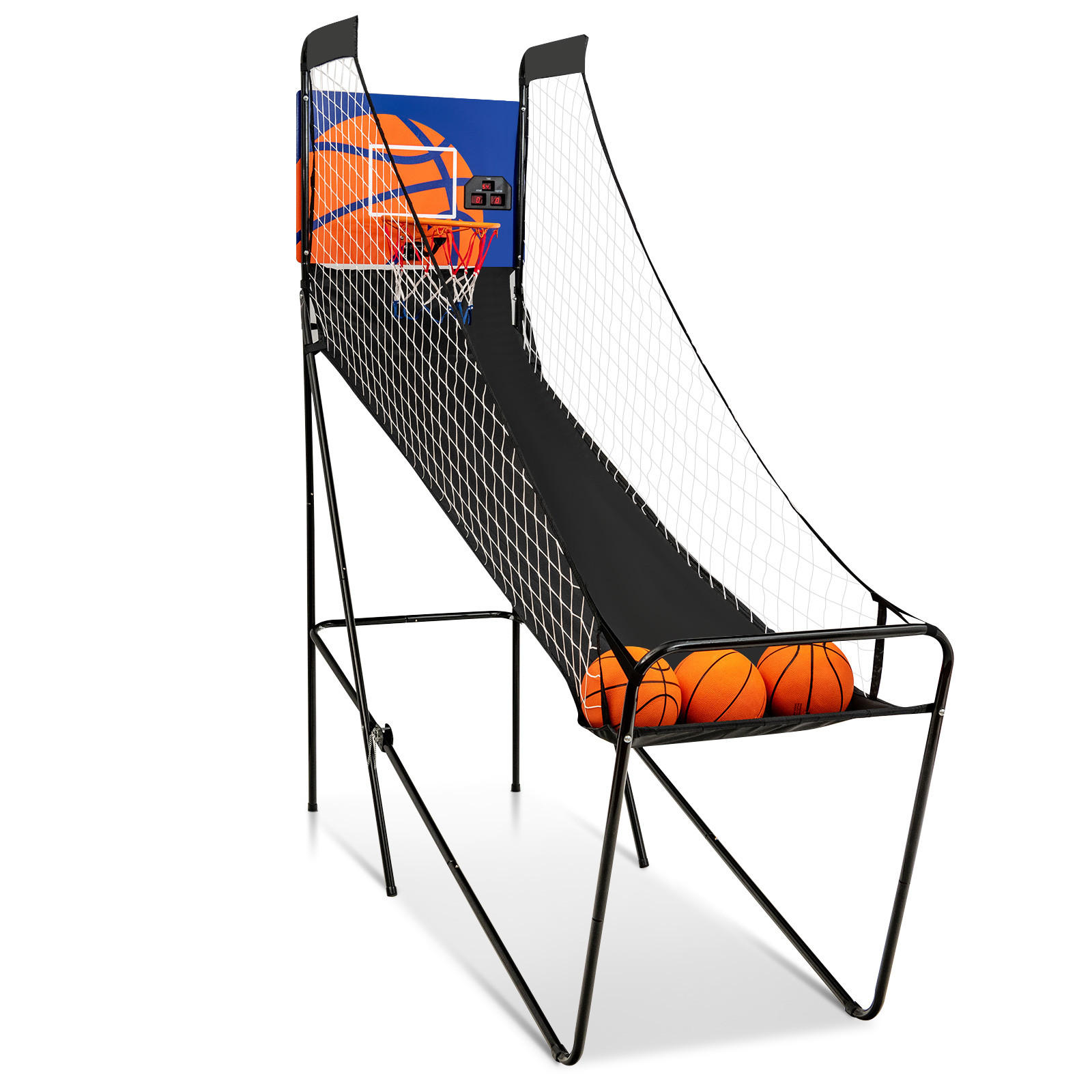 ARCADE-BASKETBALLSPIEL klappbar Schwarz - Schwarz, Metall (62/208cm) - COSTWAY