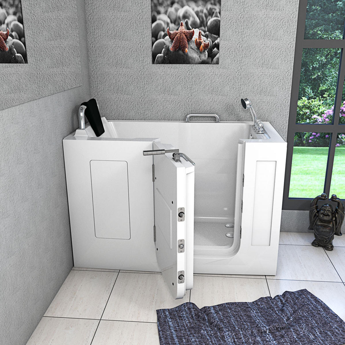 SENIOREN Sitzwanne mit Tür S07-TH-A-L - Weiß, Glas/Kunststoff (140/116/76cm) - AcquaVapore by Sandra Jentho