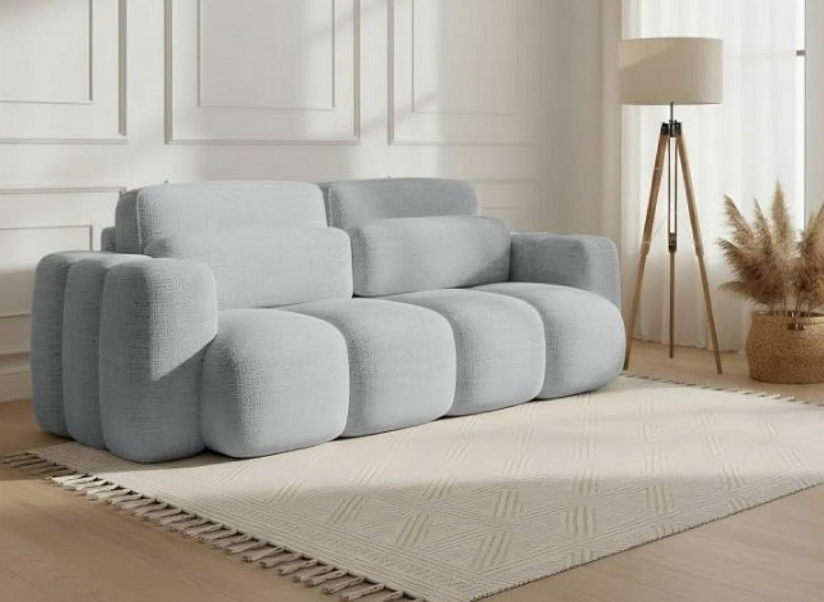 BOXSPRINGSOFA 275x90x110 cm mit Bettkasten, BLOOM, Mit DL-Ausklappsystem, Hellgrau - Hellgrau, Kunststoff (275/90/110cm) - Trada
