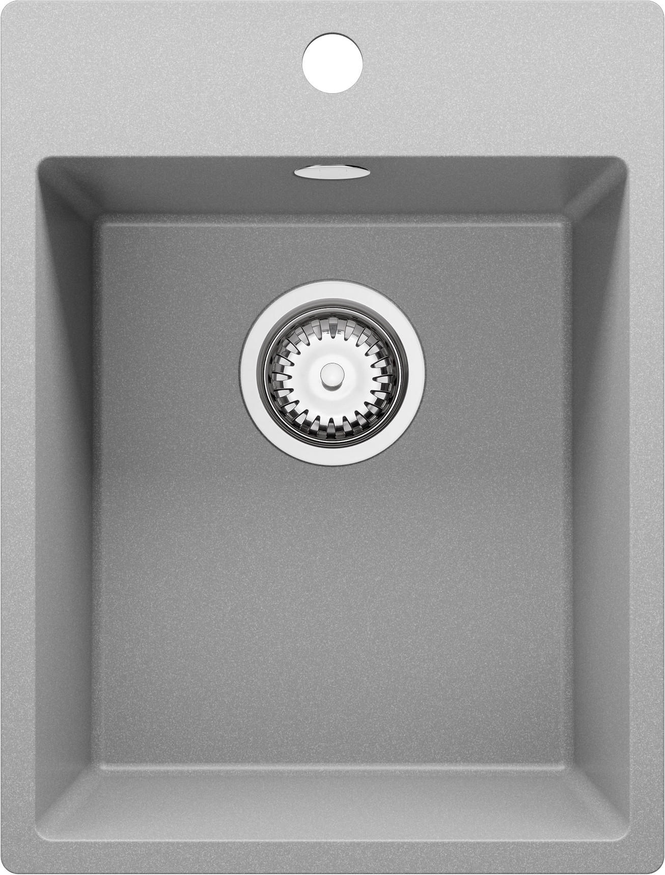 SPÜLBECKEN Riga, 2-er set Grau 38/50 cm 1 Becken + Ablauf-Set ab 40er Unterschrank - Chromfarben/Grau, Kunststoff (38/20/50cm) - Primagran