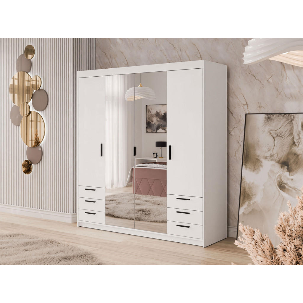 Thumbnail - Mirjan24 Kleiderschrank, Weiß, Kunststoff, 6 Schubladen, Rechteckig, 177x191x53 cm, Schlafzimmer, Kleiderschränke