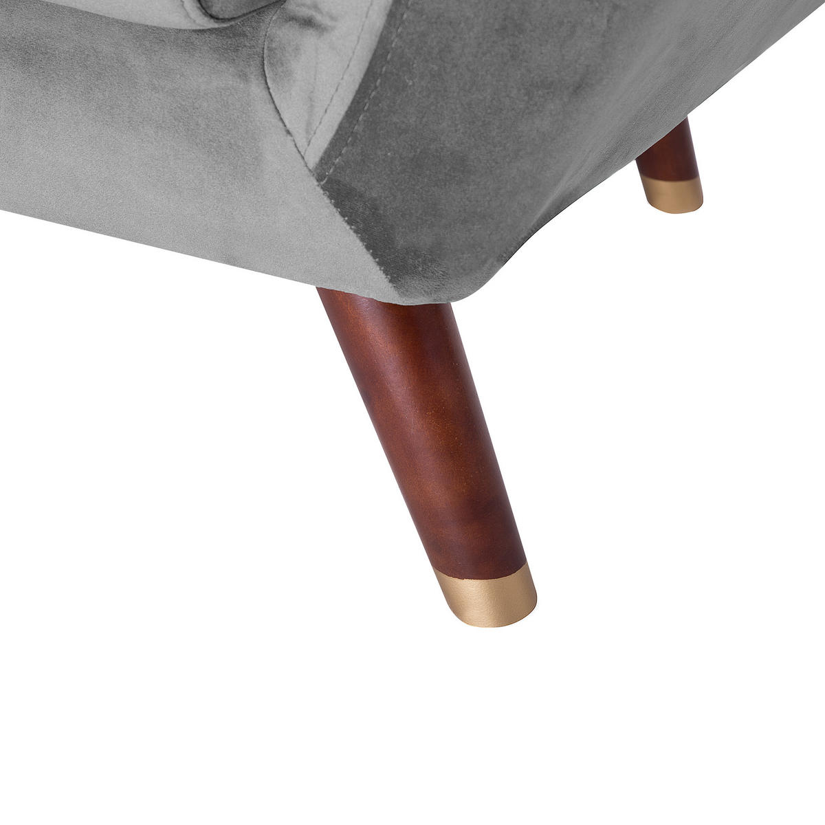 SESSEL Samtstoff grau Bodo - Dunkelbraun/Goldfarben, Textil (80/84/81cm) - Beliani
