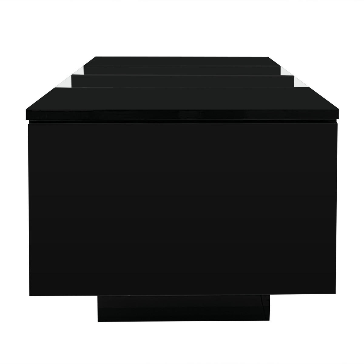 COUCHTISCH in Schwarz mit LED-Beleuchtung und Hochglanz-Tischplatte für Wohnzimmer, B120/T50/H38,5 cm - Schwarz, Glas/Holzwerkstoff (50/120/38.5cm) - STILVORA
