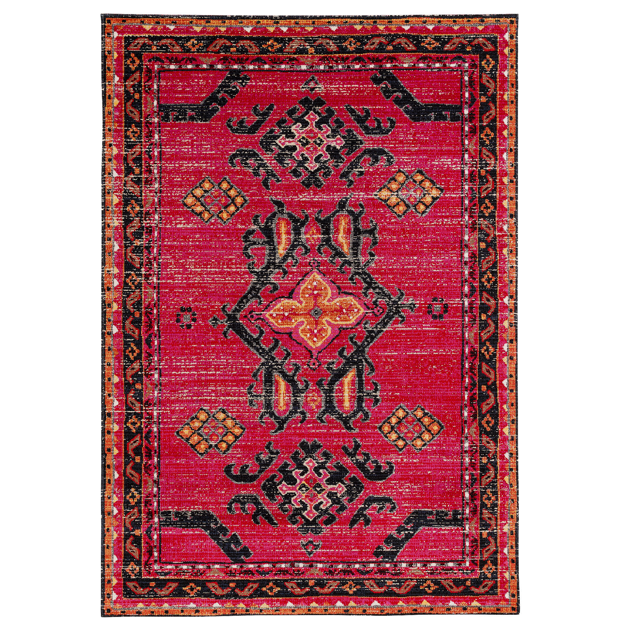KURZFLOR DESIGNER TEPPICH MODERN VINTAGE ORIENT MUSTER - Rot, Textil (80/150cm) - Pergamon
