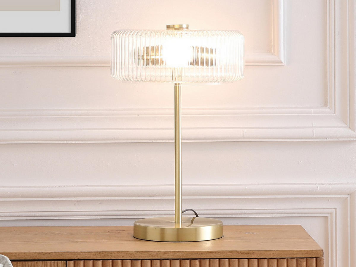 TISCHLAMPE - 30 cm x 30 cm - metall - transparent, goldfarben Lacaya - Transparent/Goldfarben, Metall (30/30/49cm) - Vente-Unique