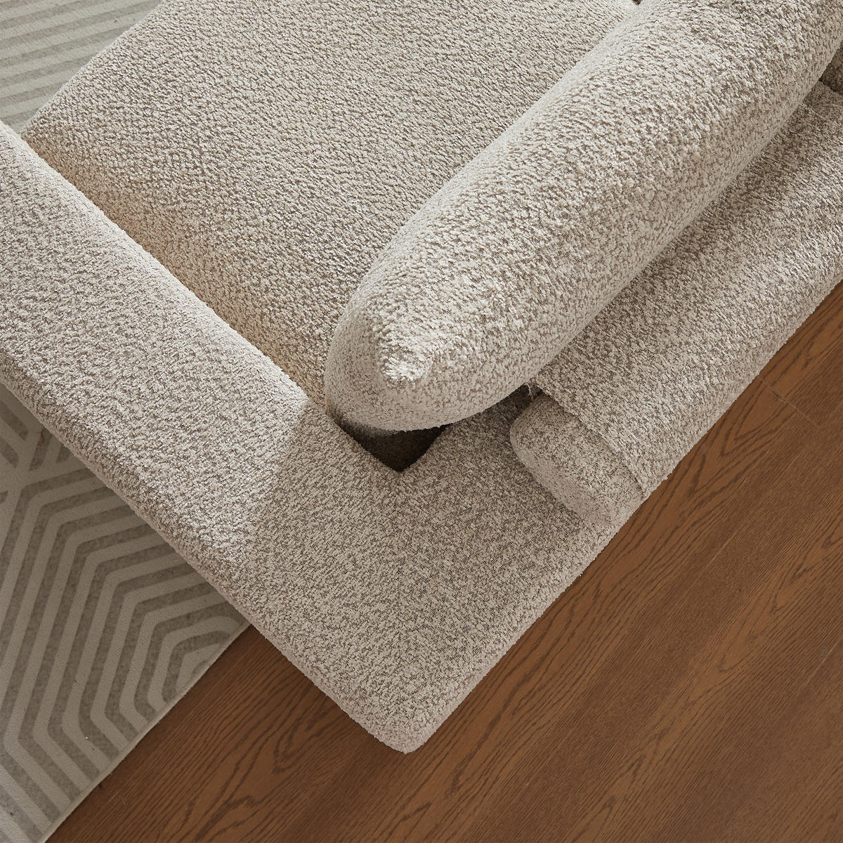 SCHLAFSOFA aus Chenille mit Liegestuhl, montagefrei - Beige, Textil (251/81/160cm)