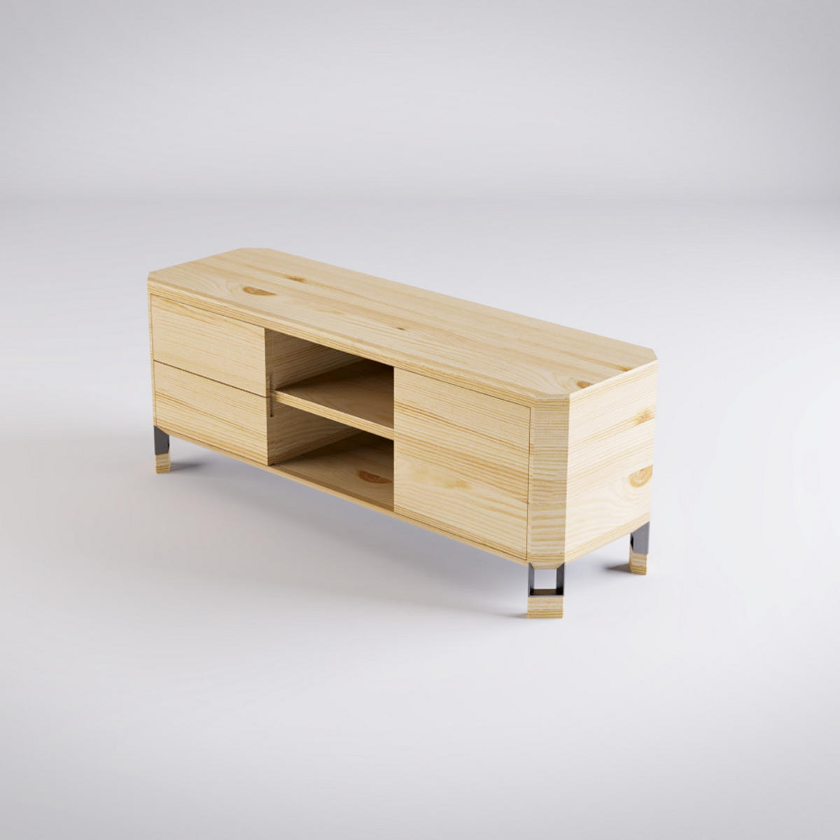 FERNSEHSCHRANK aus Massivholz mit Schubladen aus Eiche BRISTOL - Eichefarben, Holz (130/50/40cm) - Rawood Furniture