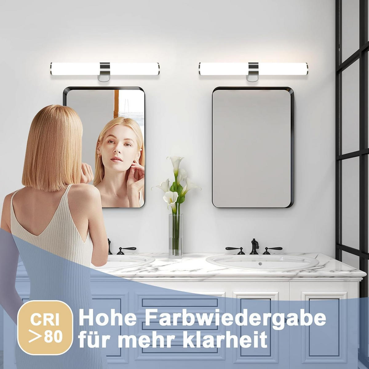 SPIEGELLEUCHTE Flackeris 12.8/6.8/40.0 cm - Weiß, Kunststoff (12.8/6.8/40cm) - ZMH