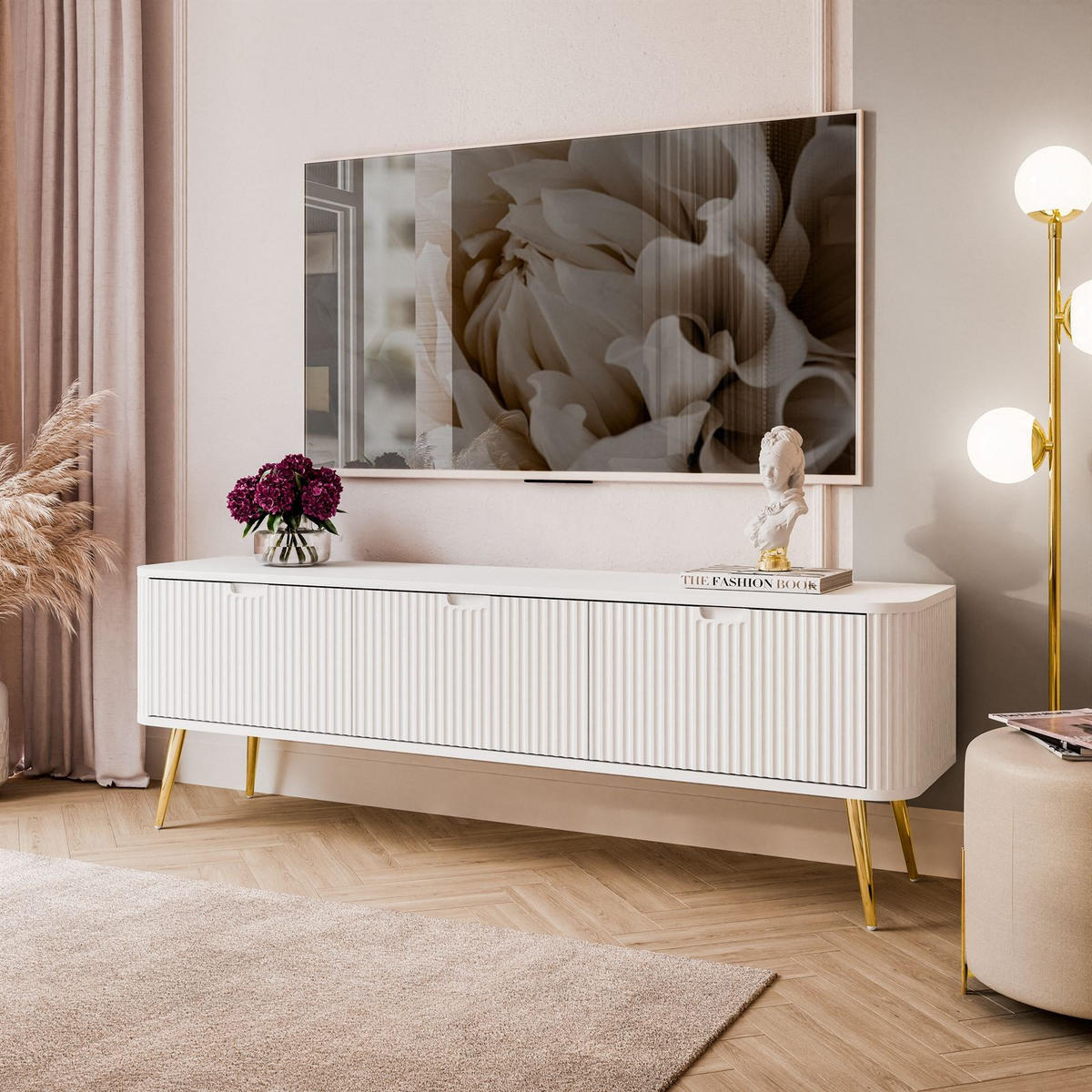 TV Element ZAIRA RTV168 Weiß - Weiß, Holzwerkstoff (168/57/39cm) - Lookway