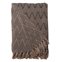 DECKE Zickzack 130x180 cm, 100% Baumwolle, Weiß/Anthrazit - Anthrazit, Textil (130/180cm) - Au Maison