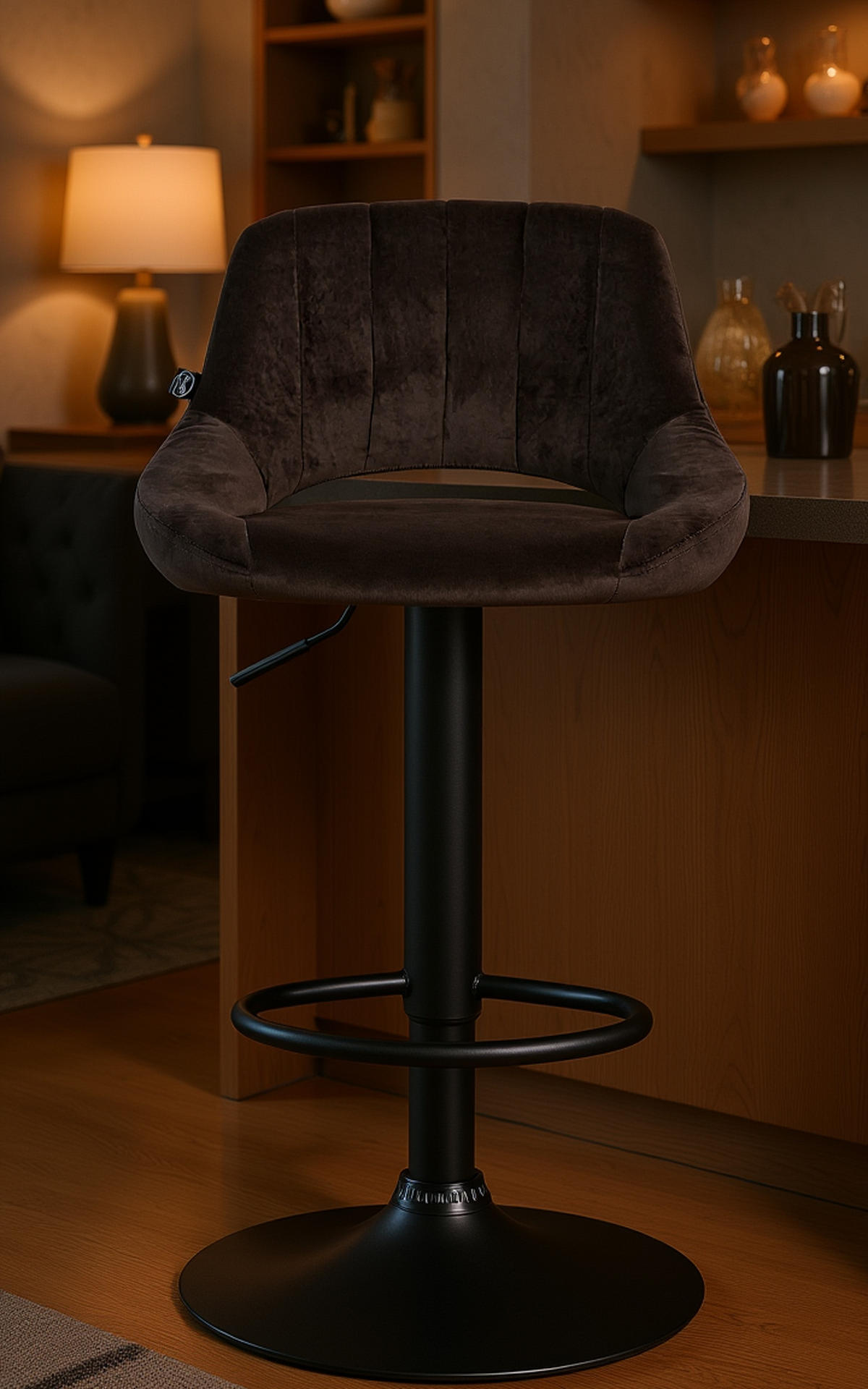 BARHOCKER 2er Set Milos Samt B schwarz - Schwarz, Textil/Metall (47/106/48cm) - TPFLiving