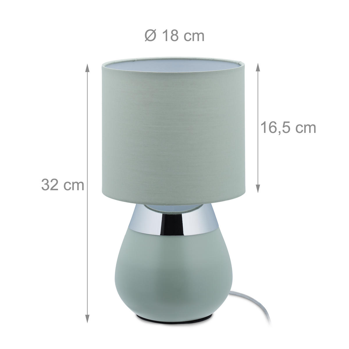 TISCHLAMPE - Grün, Kunststoff/Textil (18/18/32cm) - Relaxdays