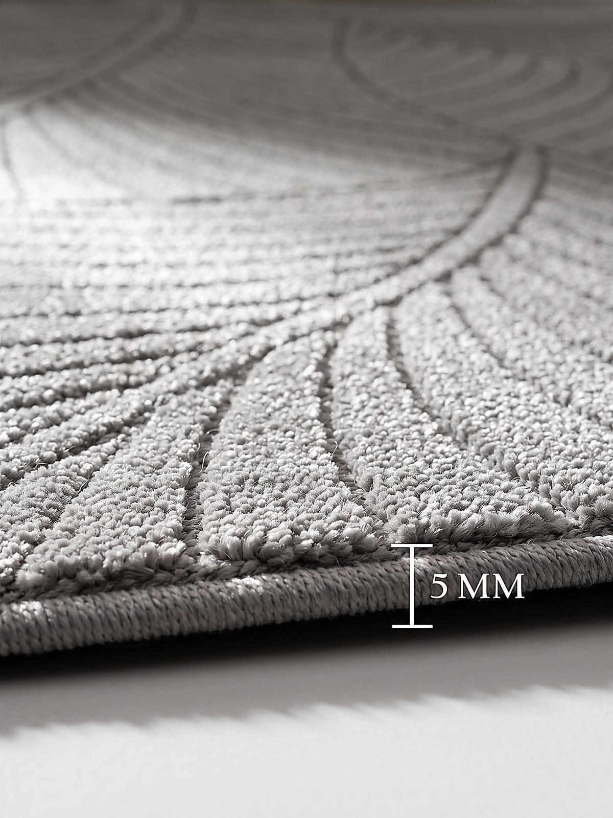 TEPPICH Outdoor, Fußbodenheizung-geeignet, mit Blattmotiv, ENGADIN in Silbergrau, 280 x 370 cm - Grau, Textil (280/370cm) - KADIMA DESIGN