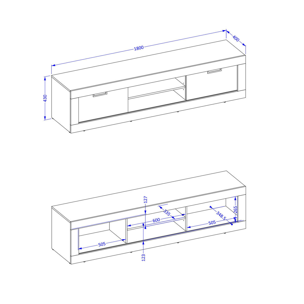 LOWBOARD DAVOR 180/42/40 cm, Eichefarben - Eichefarben, Holzwerkstoff (180/42/40cm) - MASSENO