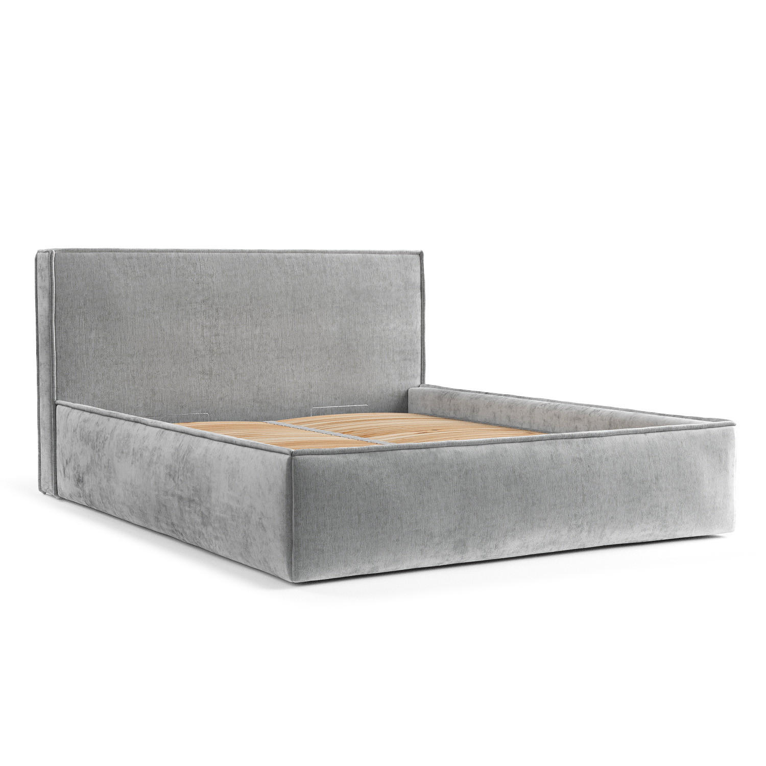POLSTERBETT Lounge Hellgrau 120/200 cm im Chenille-Stoff - Hellgrau/Schwarz, Holz/Holzwerkstoff (120/200cm) - Maison de Reve