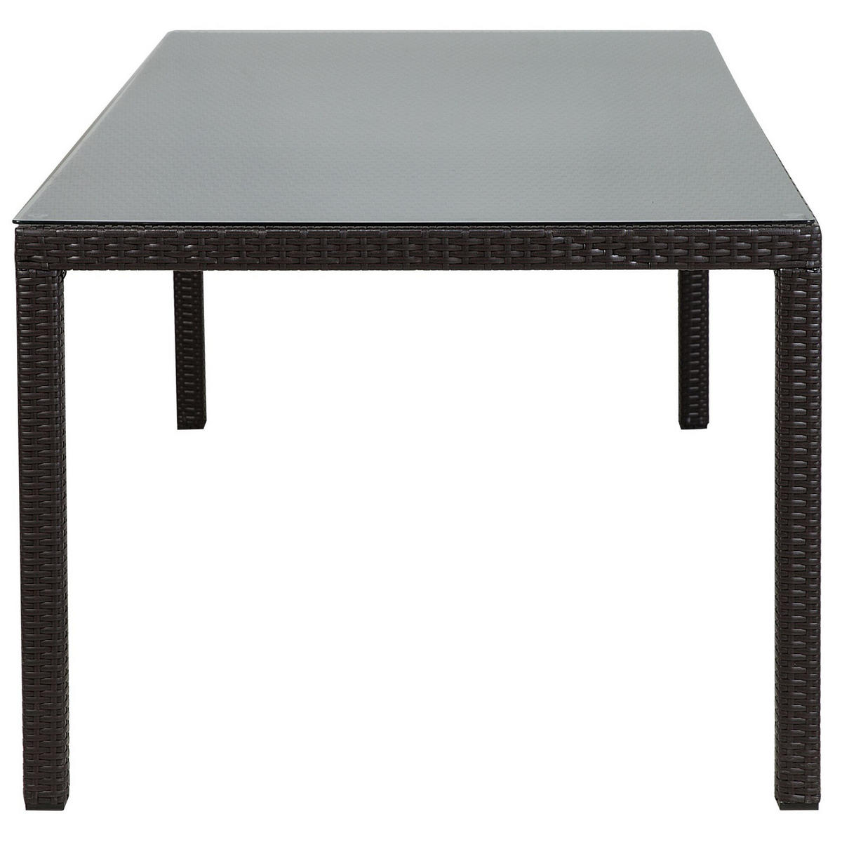 GARTENTISCH Rattan dunkelbraun 220/100 cm Italy - Dunkelbraun, Kunststoff (220/100/74cm) - Beliani