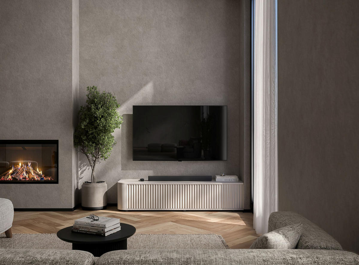 TV komoda Aurora matná kašmírová 140 cm s nízkymi nožičkami - kašmírová, kompozitné drevo (140/31/35cm) - Meble Lindner